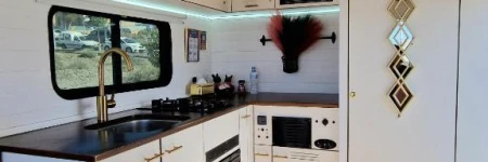 Static Camper in front of the Sea